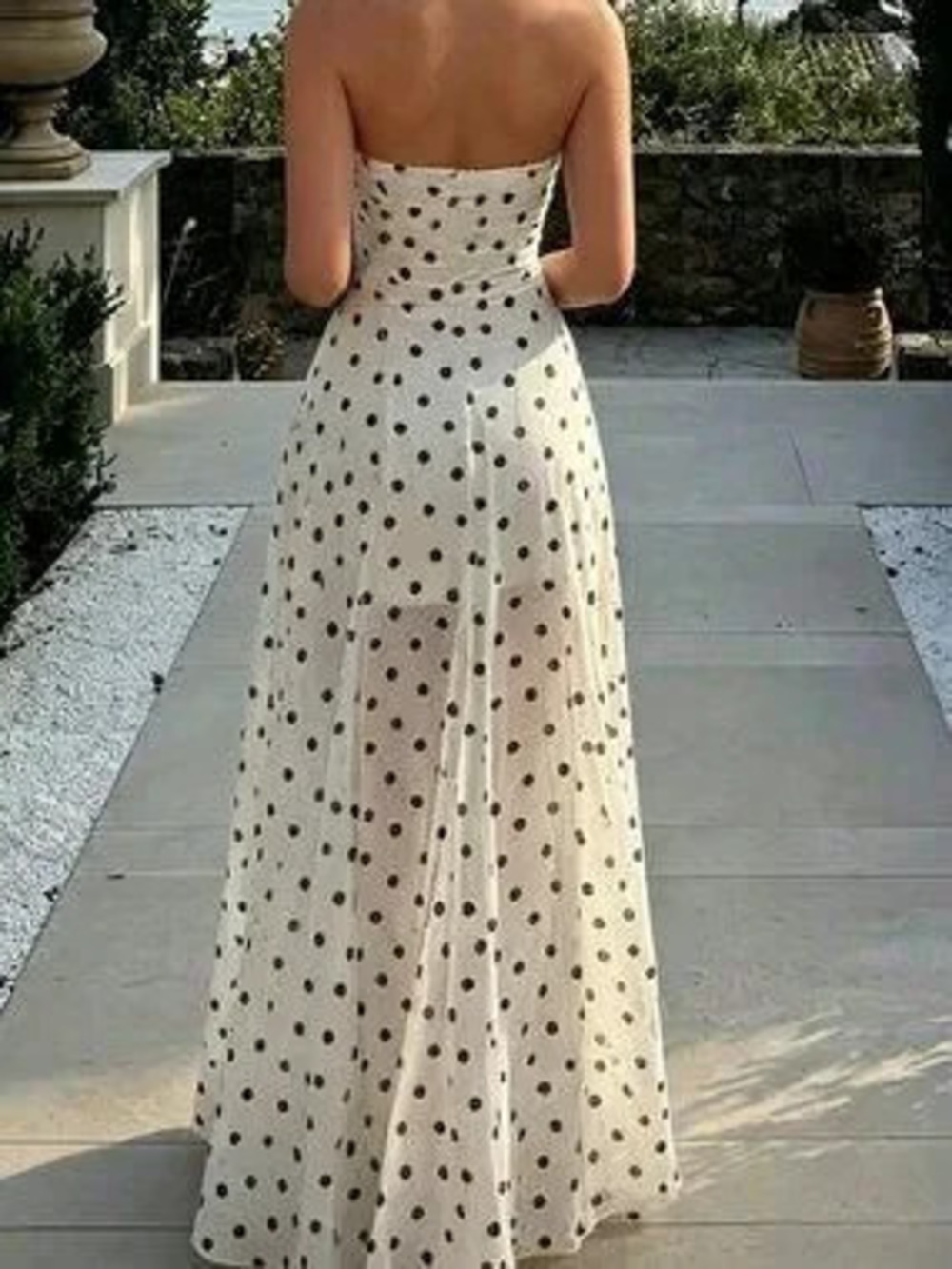 ZARA Multicolor Casual Women's Elegant Polka Dot Strapless Dress
